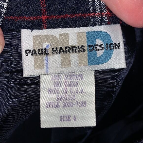 PAUL HARRIS DESIGN plaid red, white & blue straight skirt 4 - Picture 7 of 8